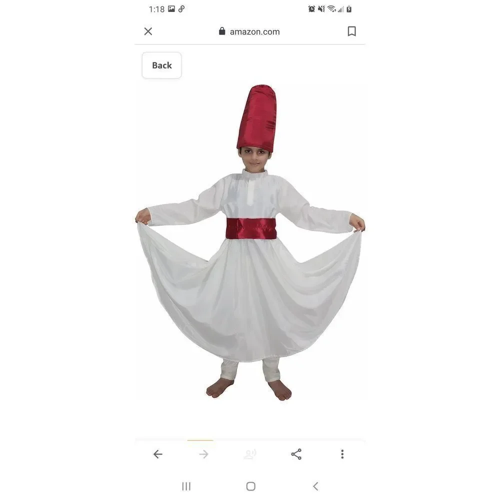 Boys Size 7/8 Years Kaku Sufi Gown Indian State Dance Costume Dress Up